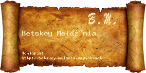 Betskey Melánia névjegykártya